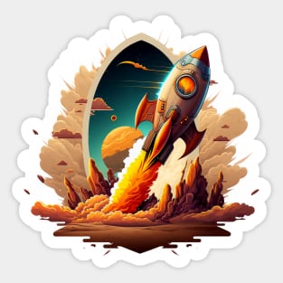 Space Rocket cartoon style Sticker